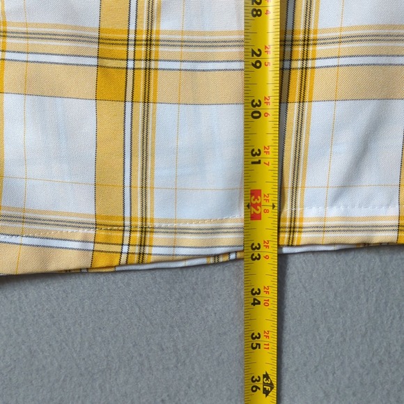 Call Top Mens 2X Plaid Short‎ Sleeve Button Up Shirt Yellow White Made in USA - Picture 7 of 7